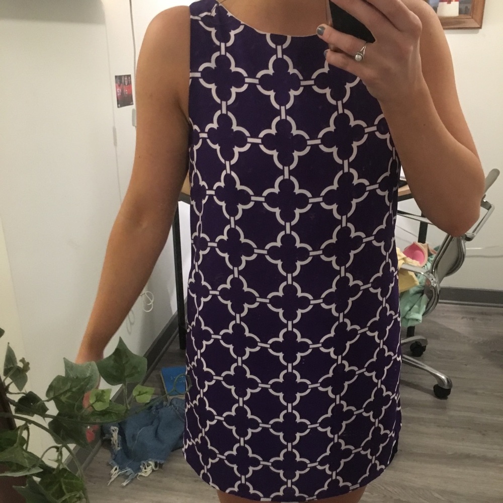 Purple Patterned Dress- Pixi And Ivy